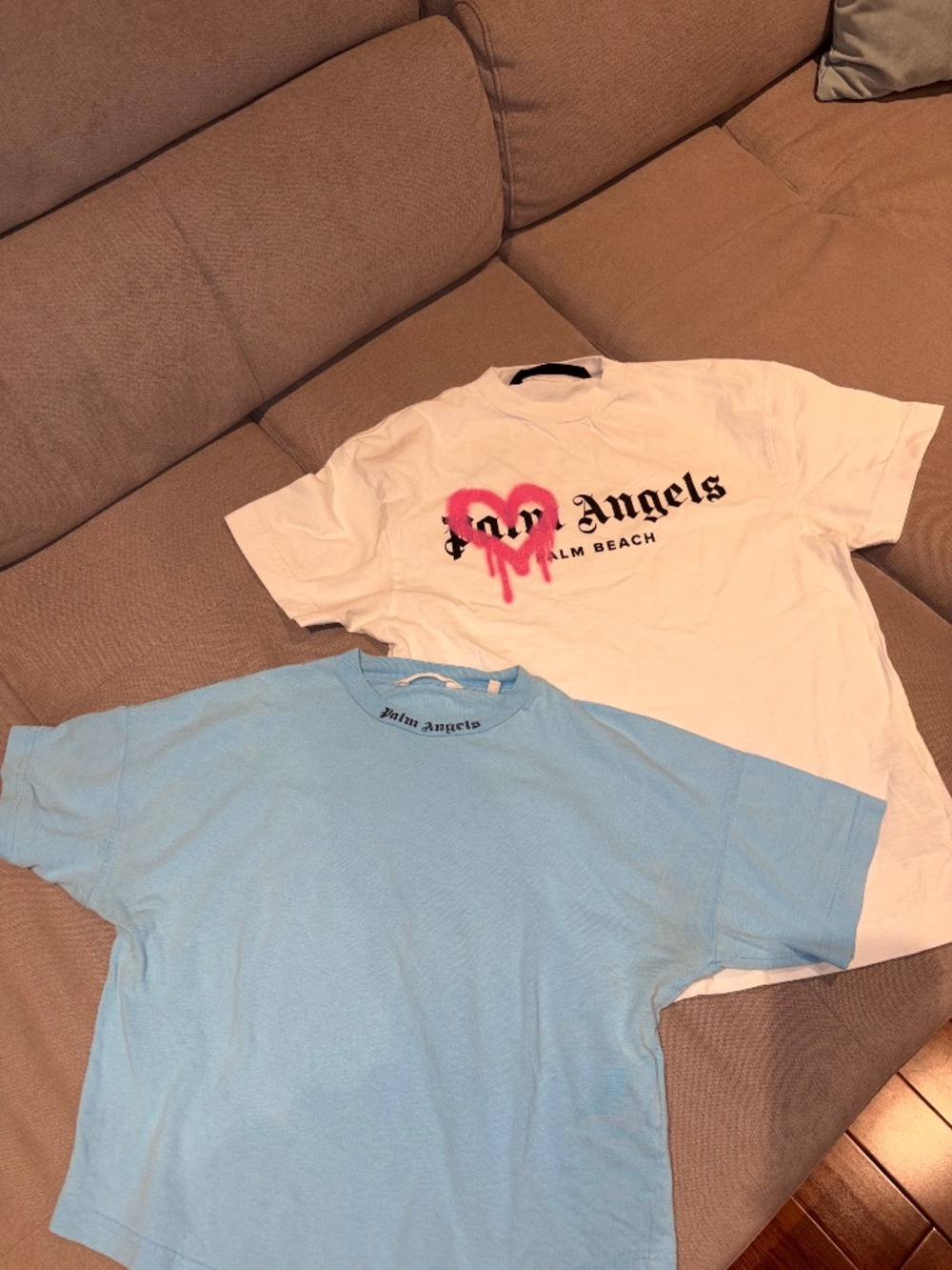 Authentic Palm Angels T-Shirts – White & Blue (SSENSE Purchased)